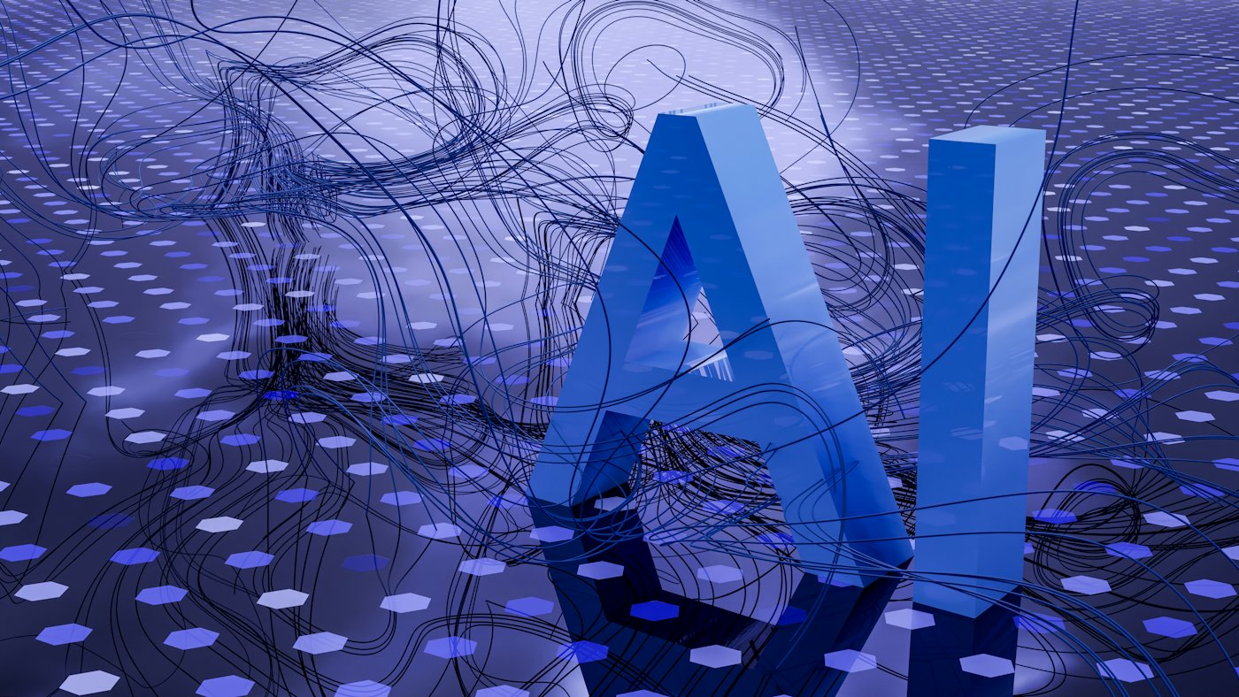 立體 AI 字樣的數位背景